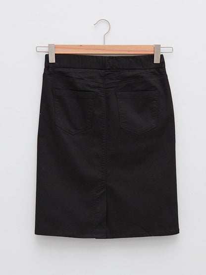 Women's Skirt with Elastic Waist Straight Pocket Detail