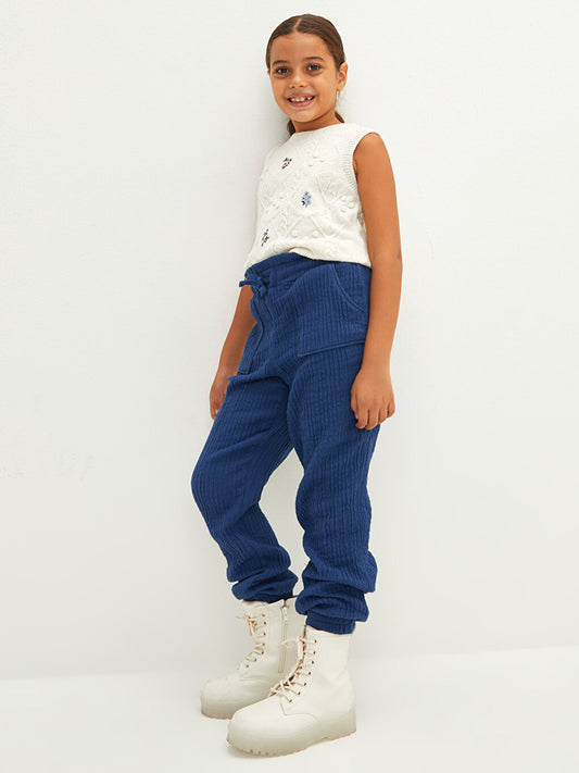 Basic Girl's Jogger Trousers with Elastic Waist