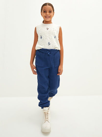 Basic Girl's Jogger Trousers with Elastic Waist