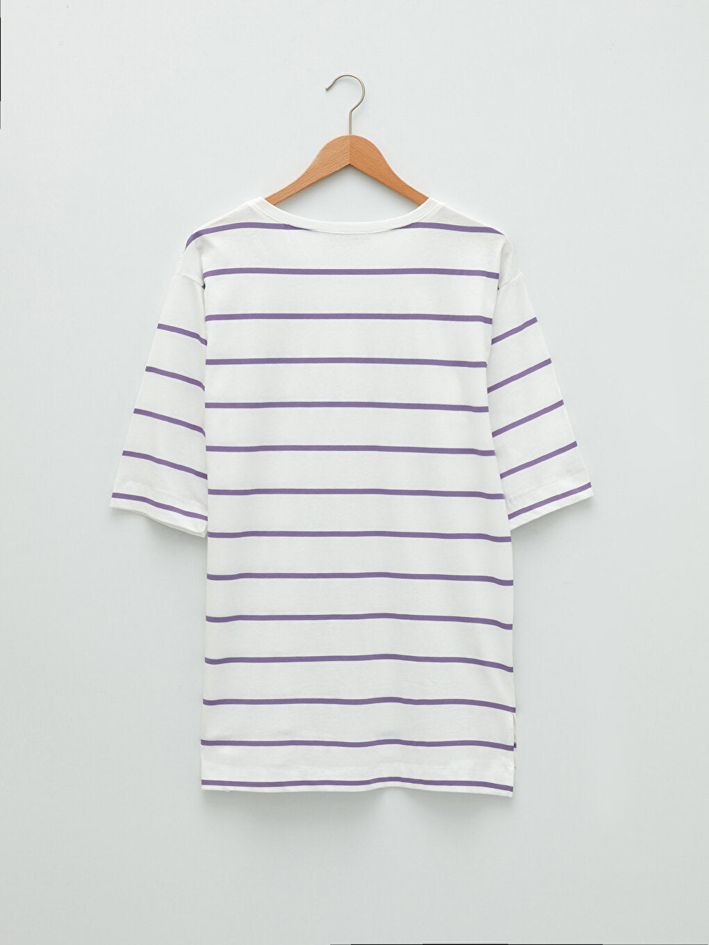 Crew Neck Striped Short Sleeve Women's Tunic