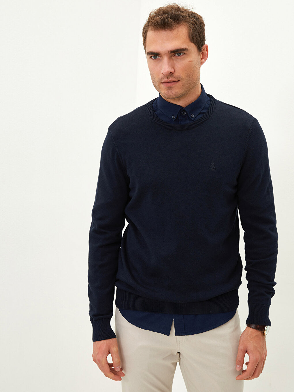 Crew Neck Long Sleeve Men's Knitwear Sweater