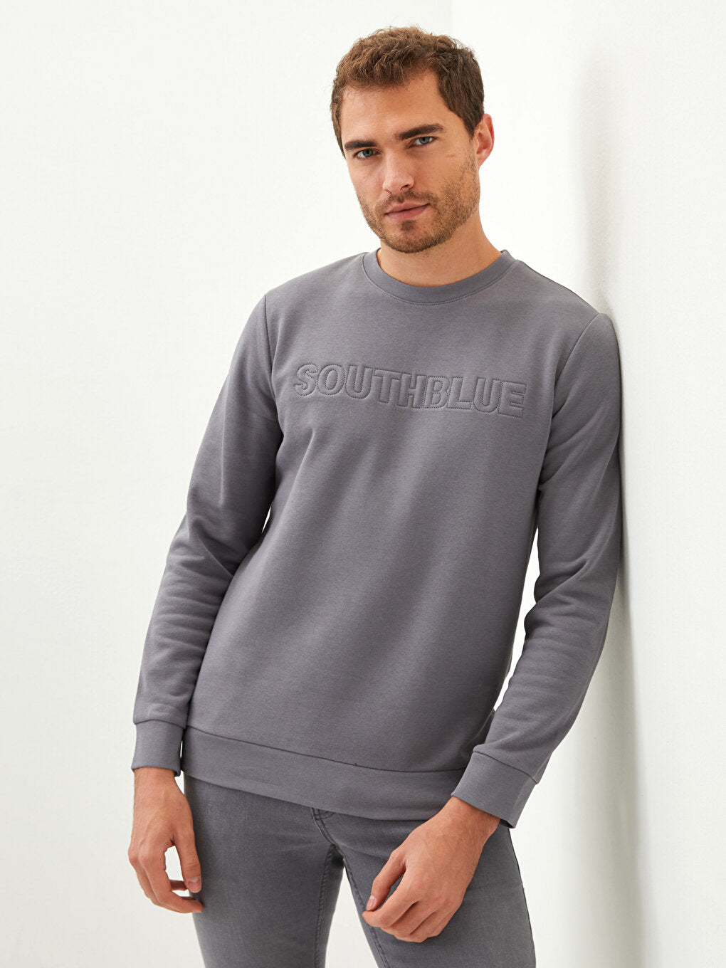 Crew Neck Long Sleeve Printed Men's Sweatshirt