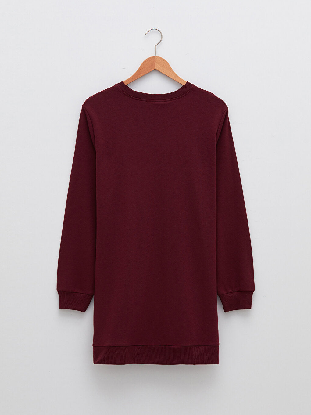 Crew Neck Plain Long Sleeve Women's Sweatshirt Tunic