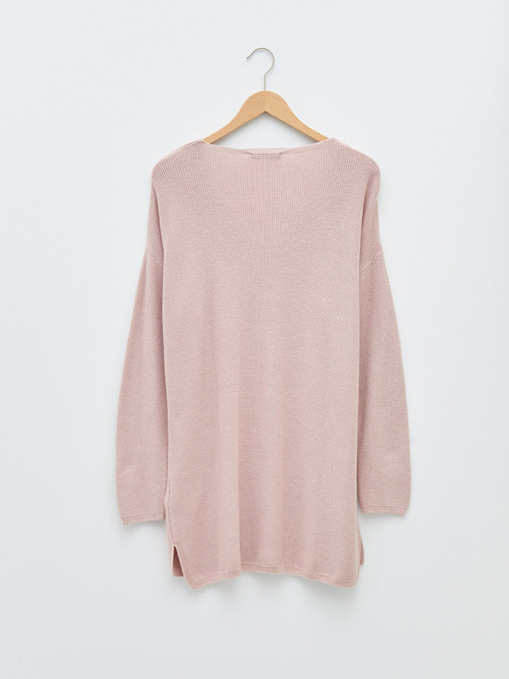 V-Neck Plain Long Sleeve Women's Knitwear Tunic