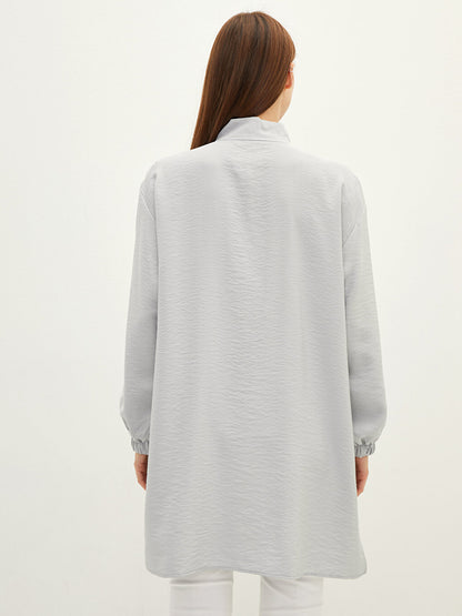 High Collar Plain Long Sleeve Women's Tunic