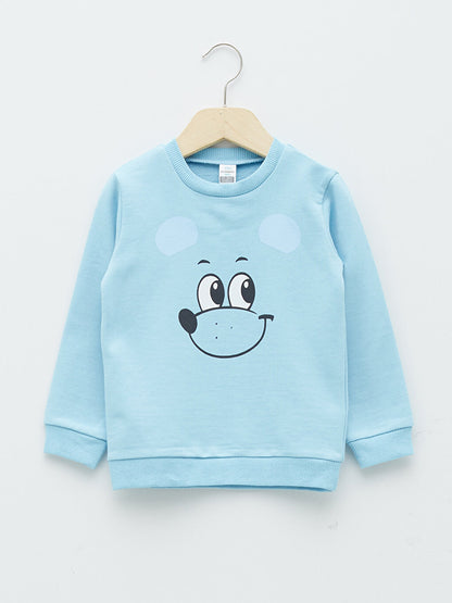 Crew Neck Long Sleeve Printed Baby Boy Sweatshirt