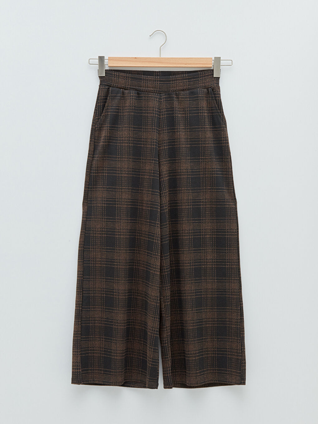 Elastic Waist Plaid Pocket Detailed Women's Trousers Skirt