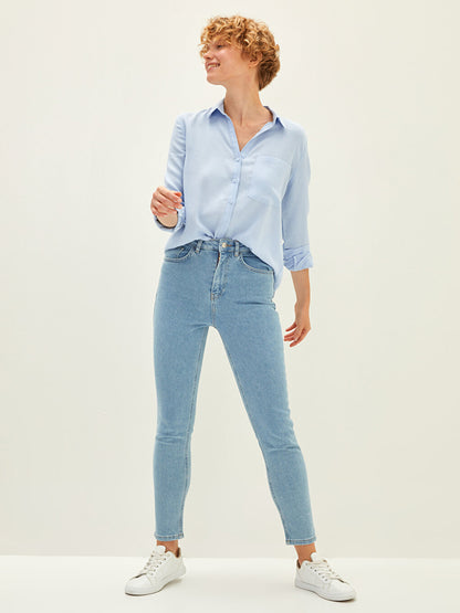 High Waist Slim Fit Women's Rodeo Jean Trousers with Pocket Detail