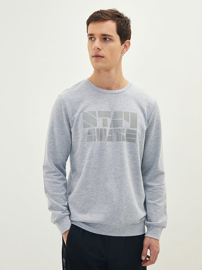 Crew Neck Long Sleeve Printed Men's Sweatshirt