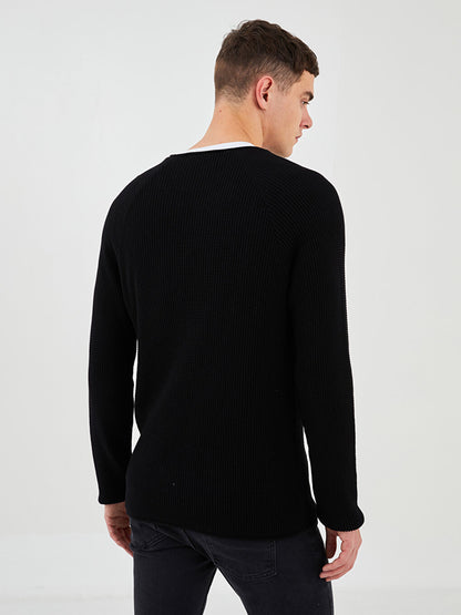 Crew Neck Long Sleeve Men's Knitwear Sweater