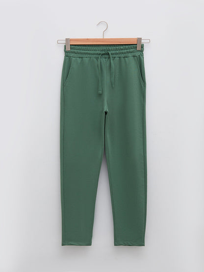 Women's Sweatpants with Elastic Waist and Flat Pocket Detail