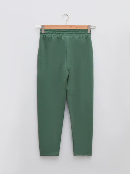 Women's Sweatpants with Elastic Waist and Flat Pocket Detail