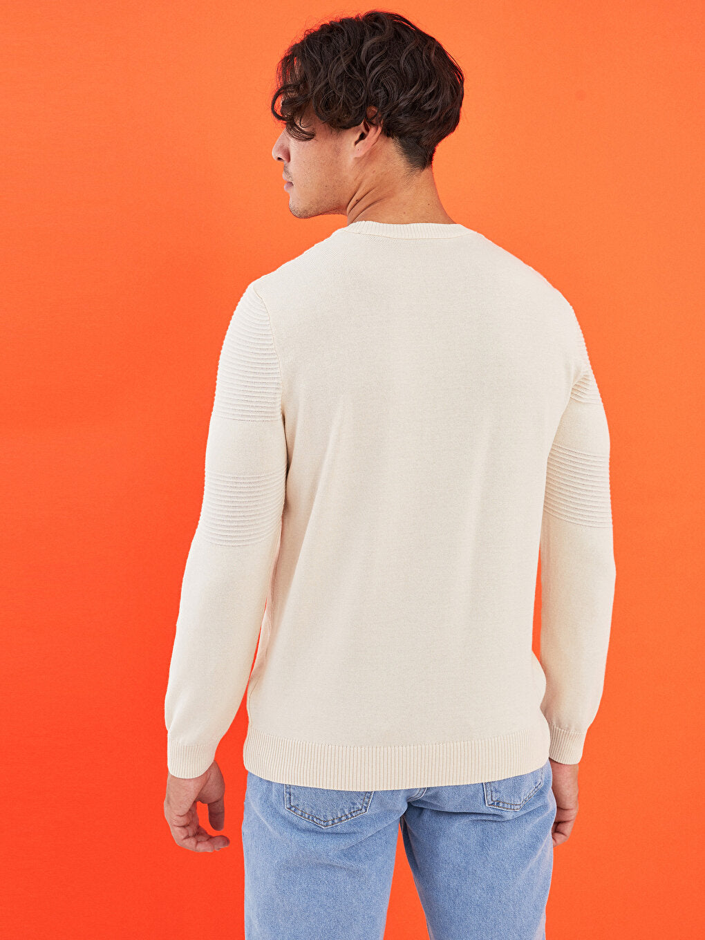 Crew Neck Long Sleeve Men's Knitwear Sweater