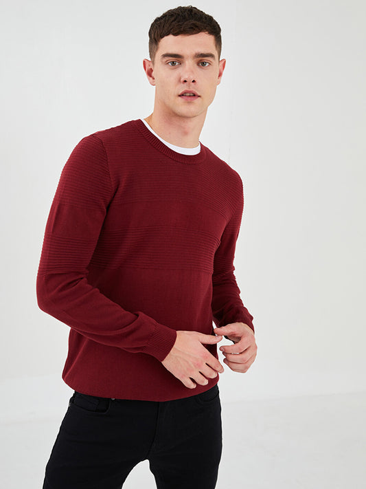 Crew Neck Long Sleeve Men's Knitwear Sweater