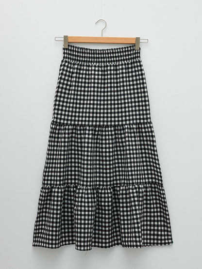 Plaid Comfortable Fit Women's Skirt with Elastic Waist