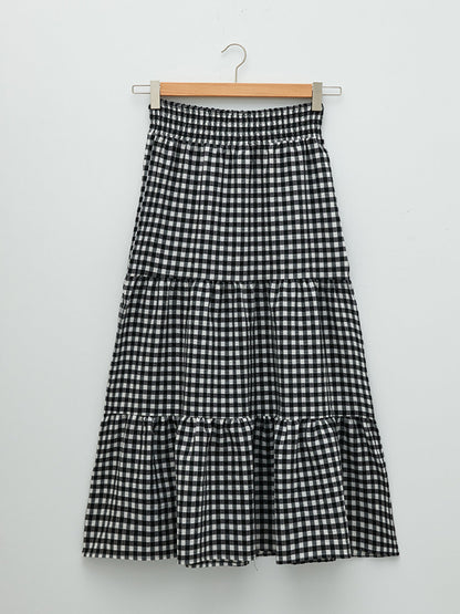 Plaid Comfortable Fit Women's Skirt with Elastic Waist