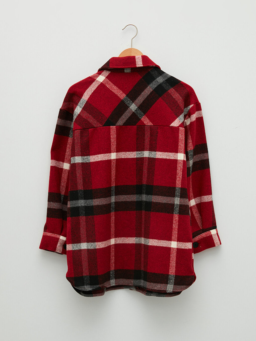 Front Button Closure Plaid Long Sleeve Women's Shirt Jacket