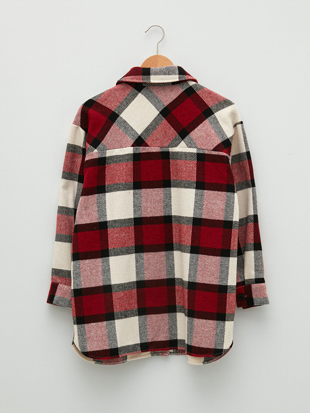 Front Button Closure Plaid Long Sleeve Women's Shirt Jacket