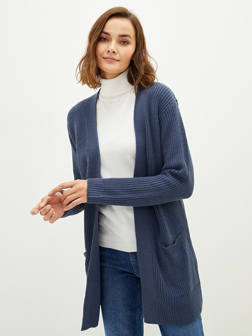 Shawl Collar Plain Long Sleeve Women's Knitwear Cardigan