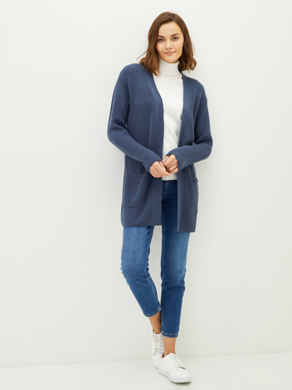 Shawl Collar Plain Long Sleeve Women's Knitwear Cardigan