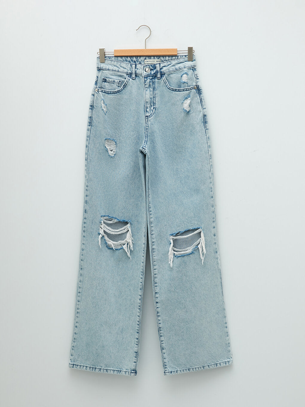 High Waist Wideleg Ripped Detailed Women's Jean Trousers