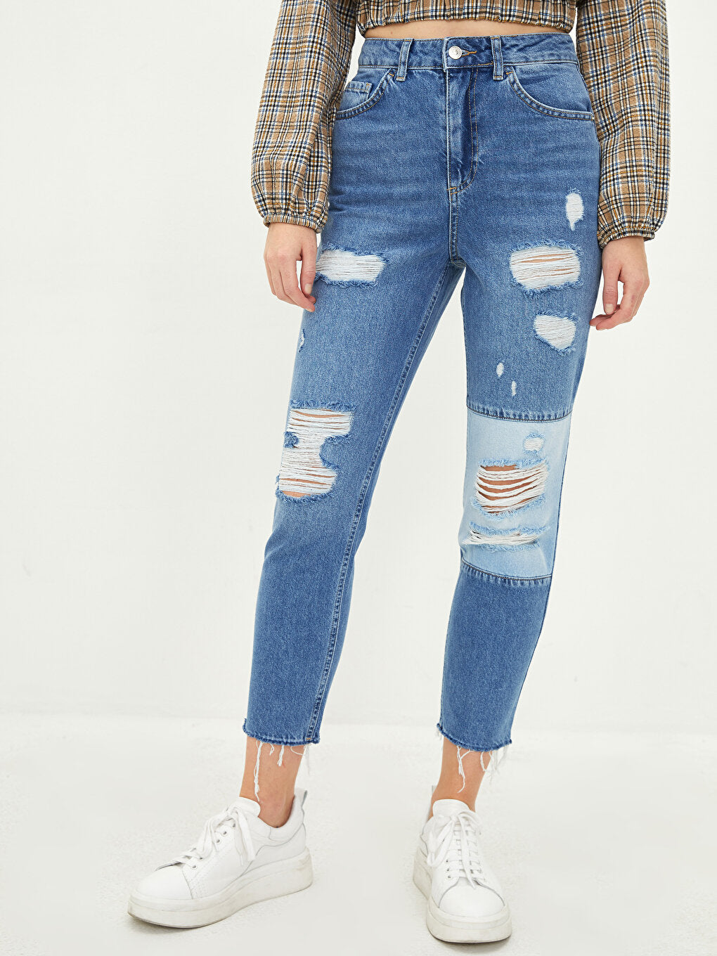 High Waist Mom Fit Pocket Detailed Women's Rodeo Jean Trousers