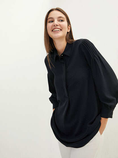 Plain Long Sleeve Women's Shirt Tunic