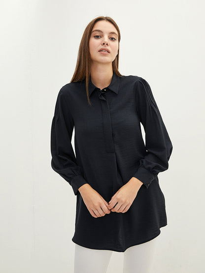 Plain Long Sleeve Women's Shirt Tunic