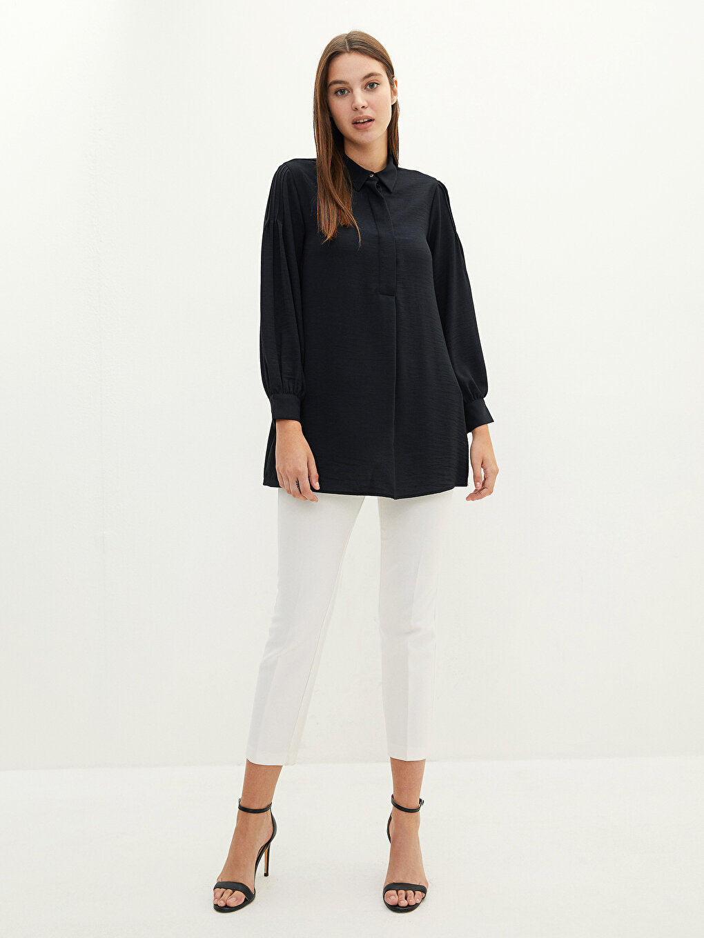 Plain Long Sleeve Women's Shirt Tunic