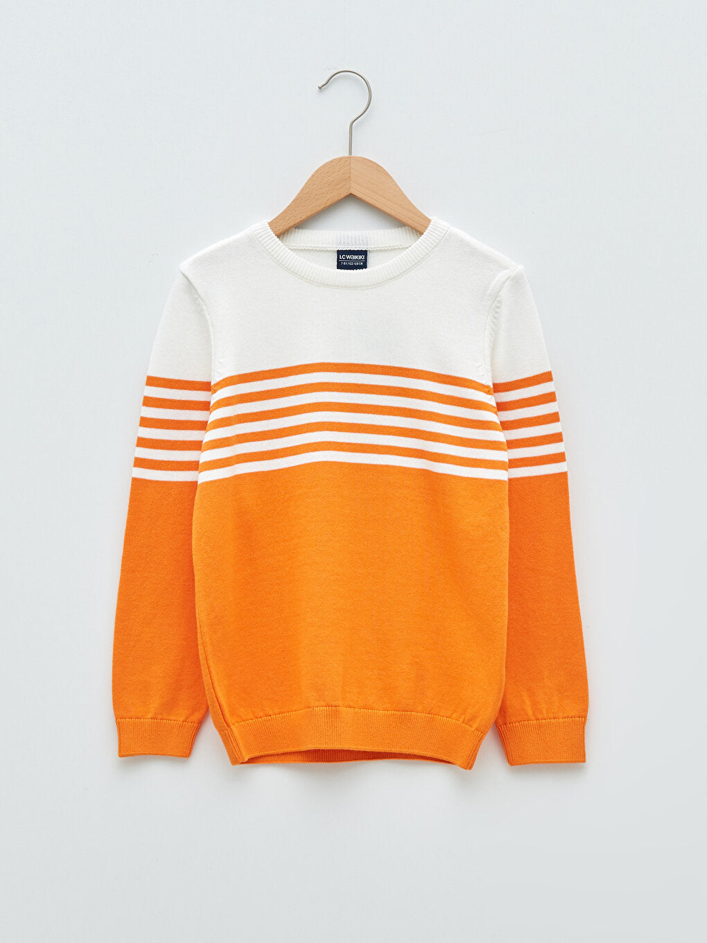 Crew Neck Striped Long Sleeve Boy's Thin Knitwear Sweater