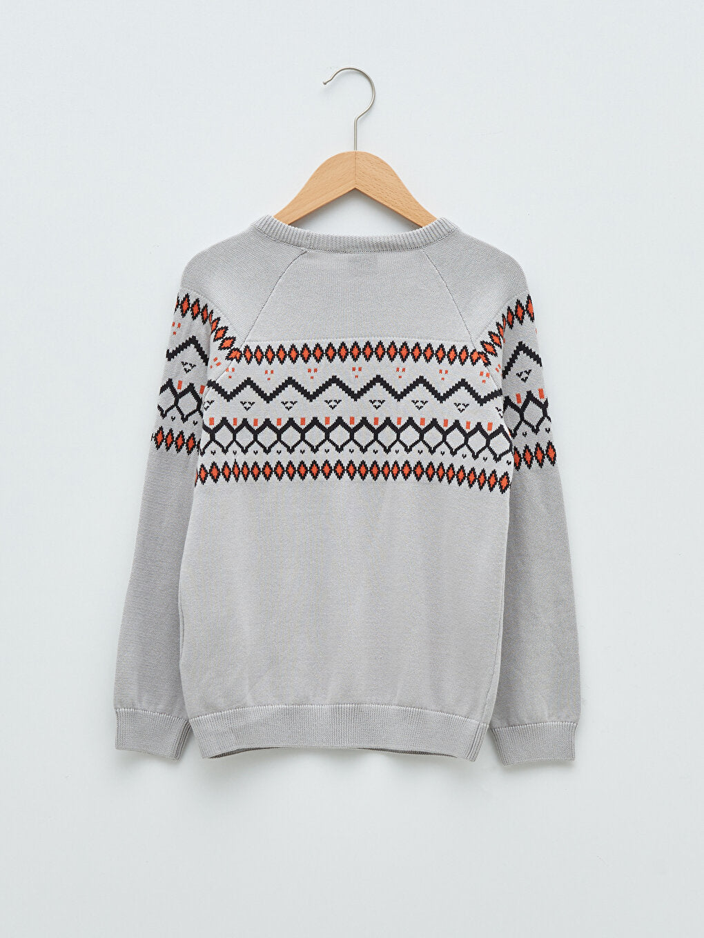 Crew Neck Patterned Long Sleeve Boy's Fine Knitwear Sweater