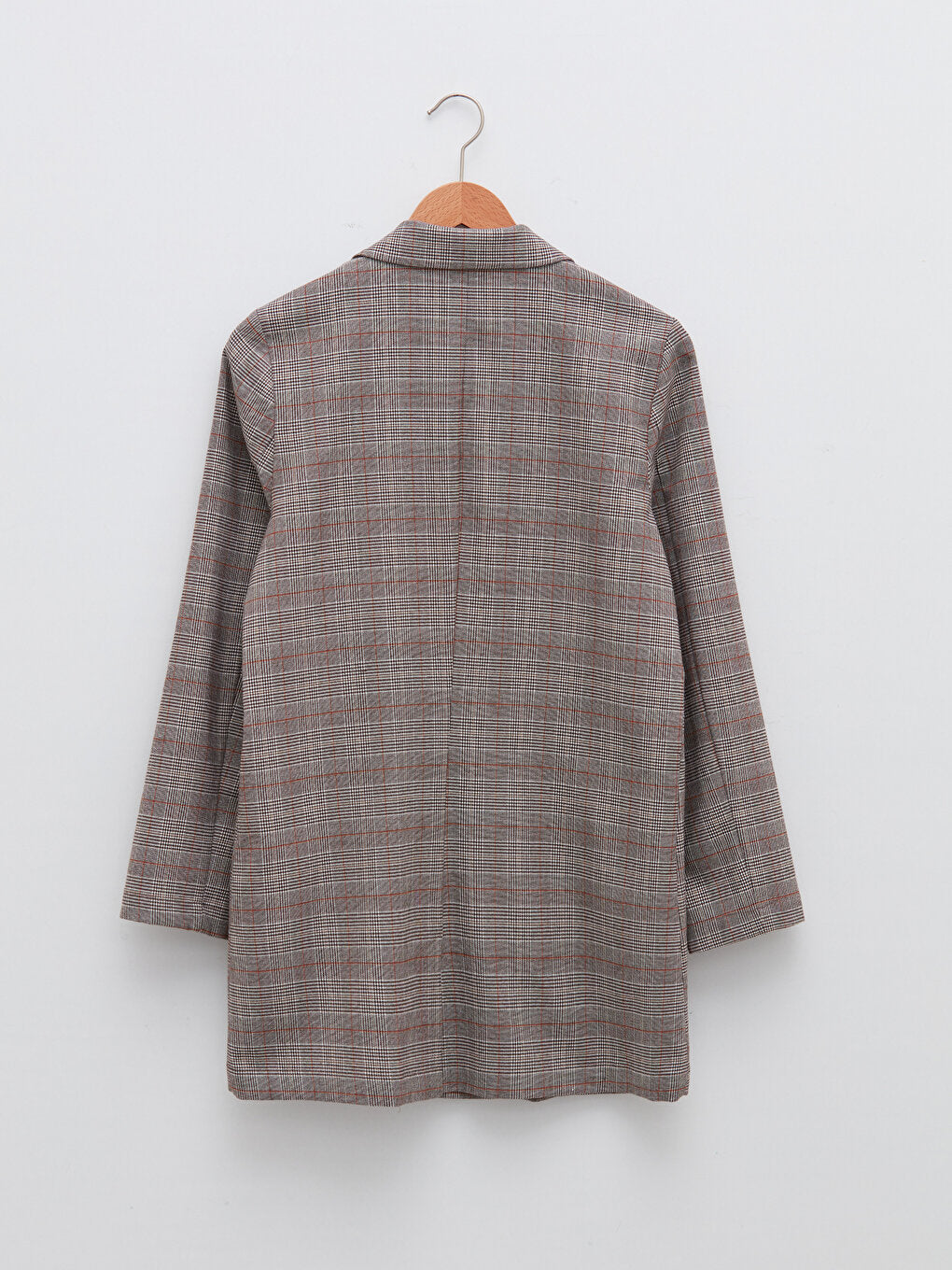 Front Button Closure Plaid Long Sleeve Women's Jacket