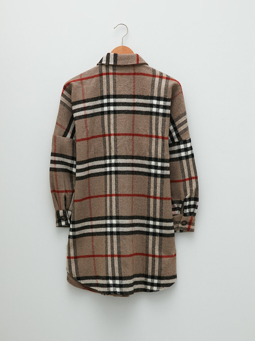 Shirt Collar Plaid Long Sleeve Oversize Women's Shirt Jacket