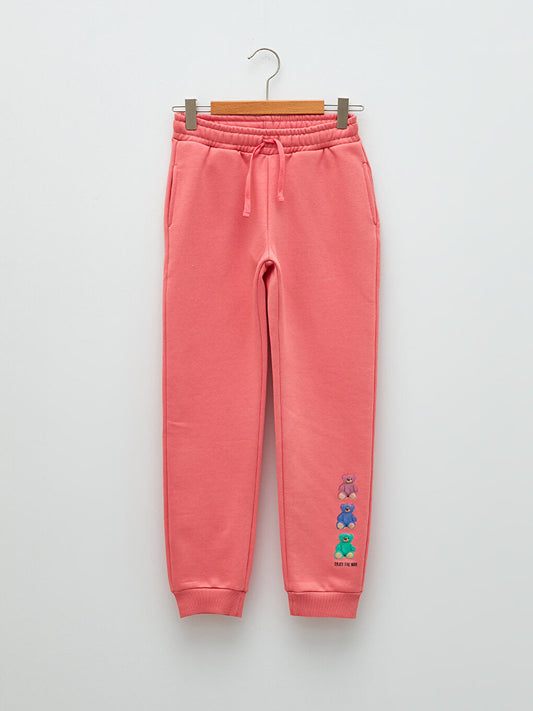 Printed Girls Jogger Sweatpants with Elastic Waist