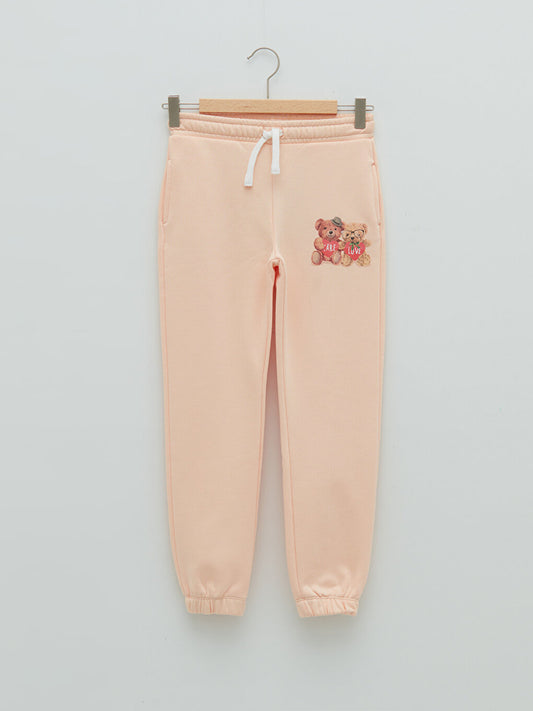 Printed Girls' Jogger Sweatpants with Elastic Waist