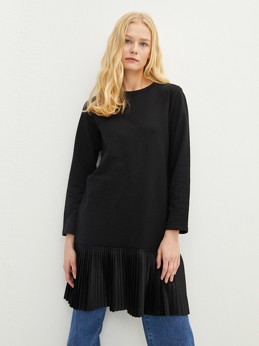 Crew Neck Plain Long Sleeve Women's Tunic