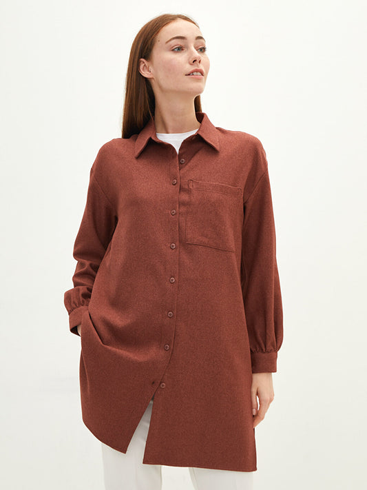 Plain Long Sleeve Women's Shirt Tunic