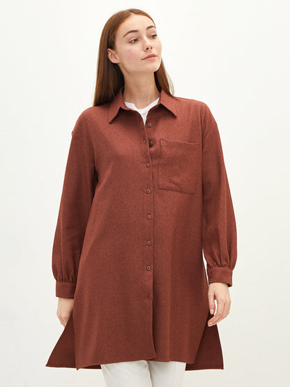 Plain Long Sleeve Women's Shirt Tunic