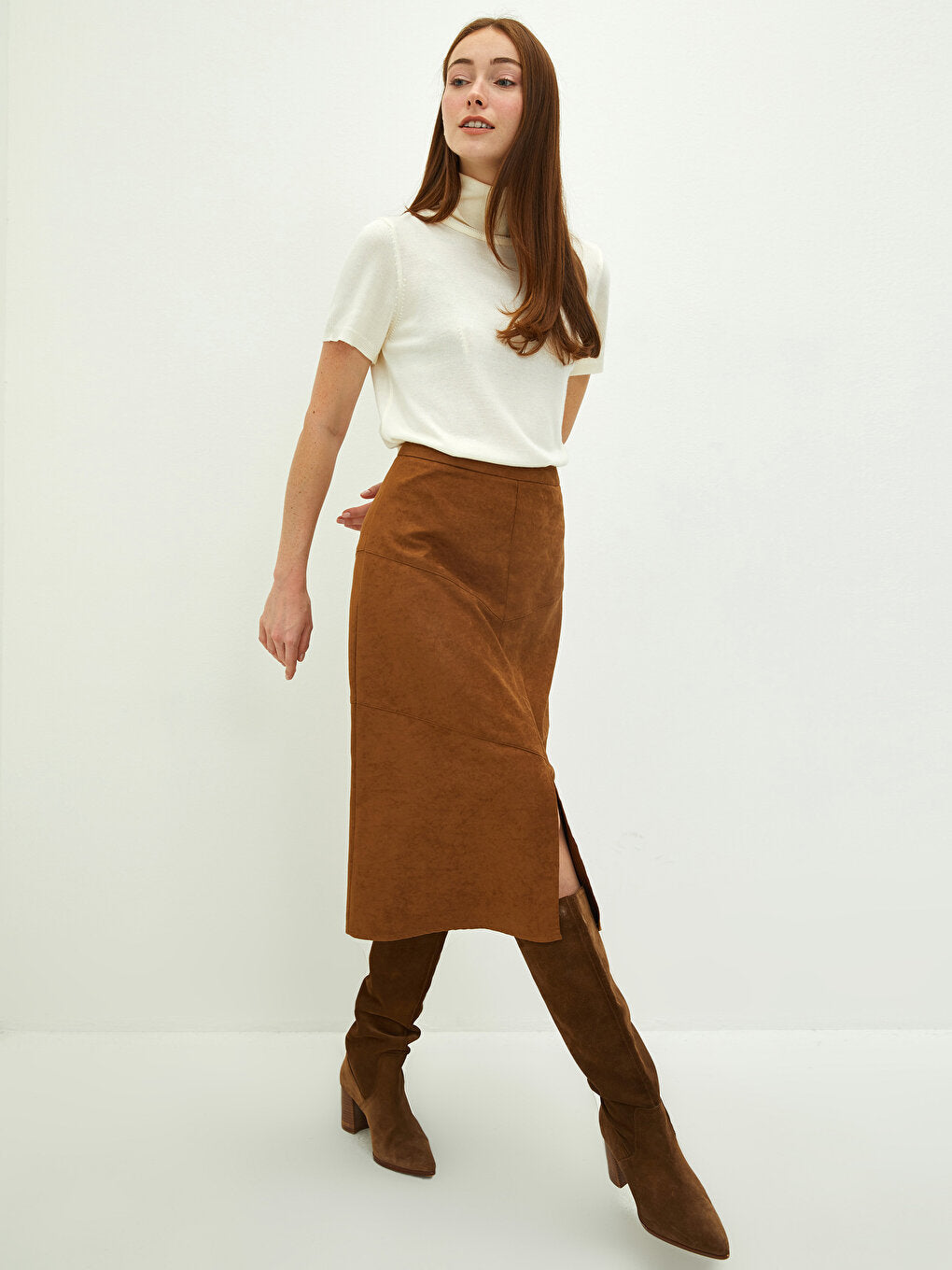 Straight Slit Detailed Women's Skirt