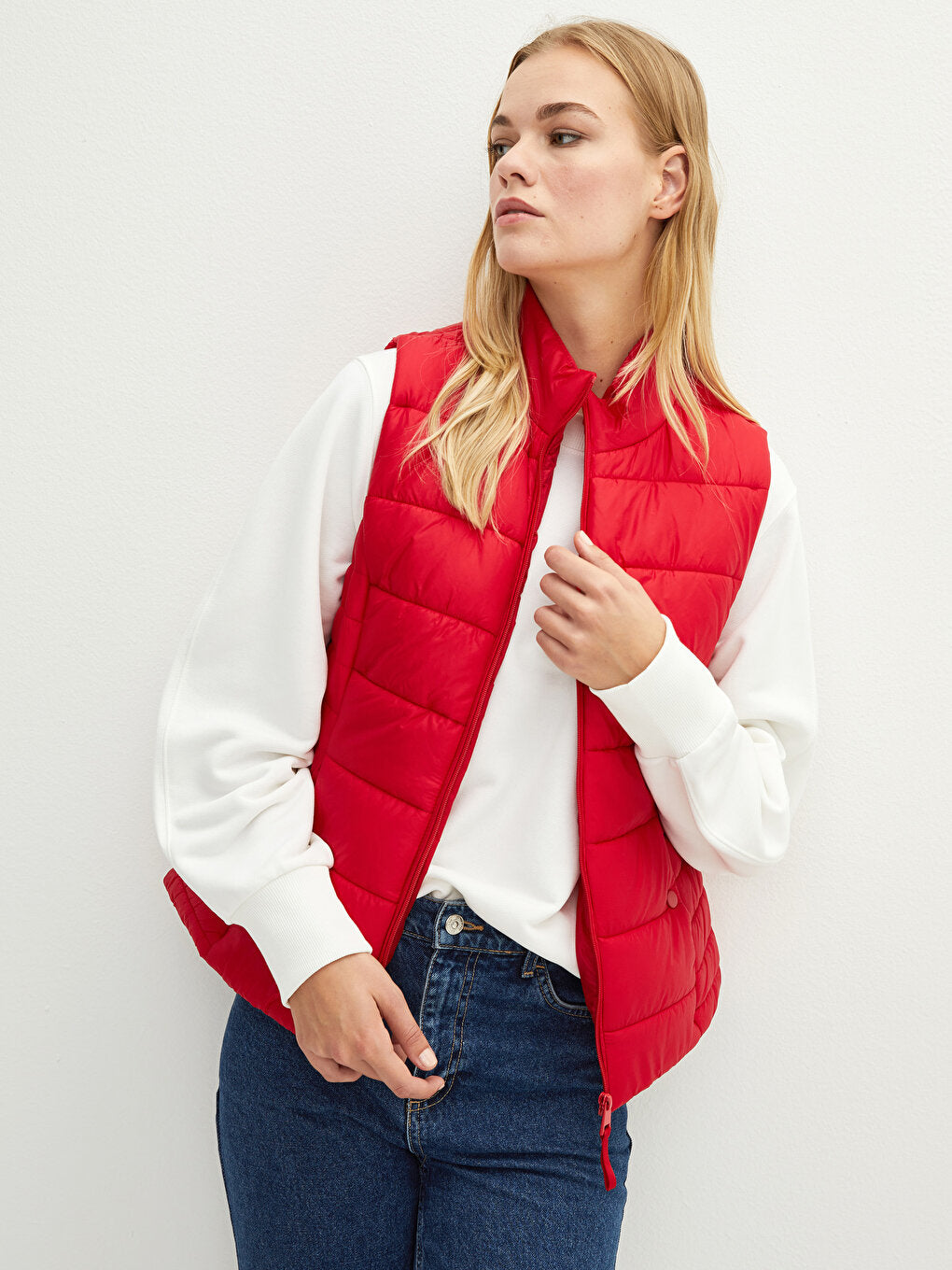 Women's High Collar Plain Vest