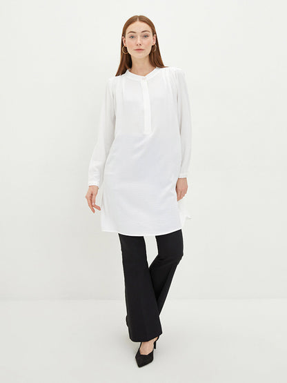 Crew Neck Plain Long Sleeve Women's Tunic