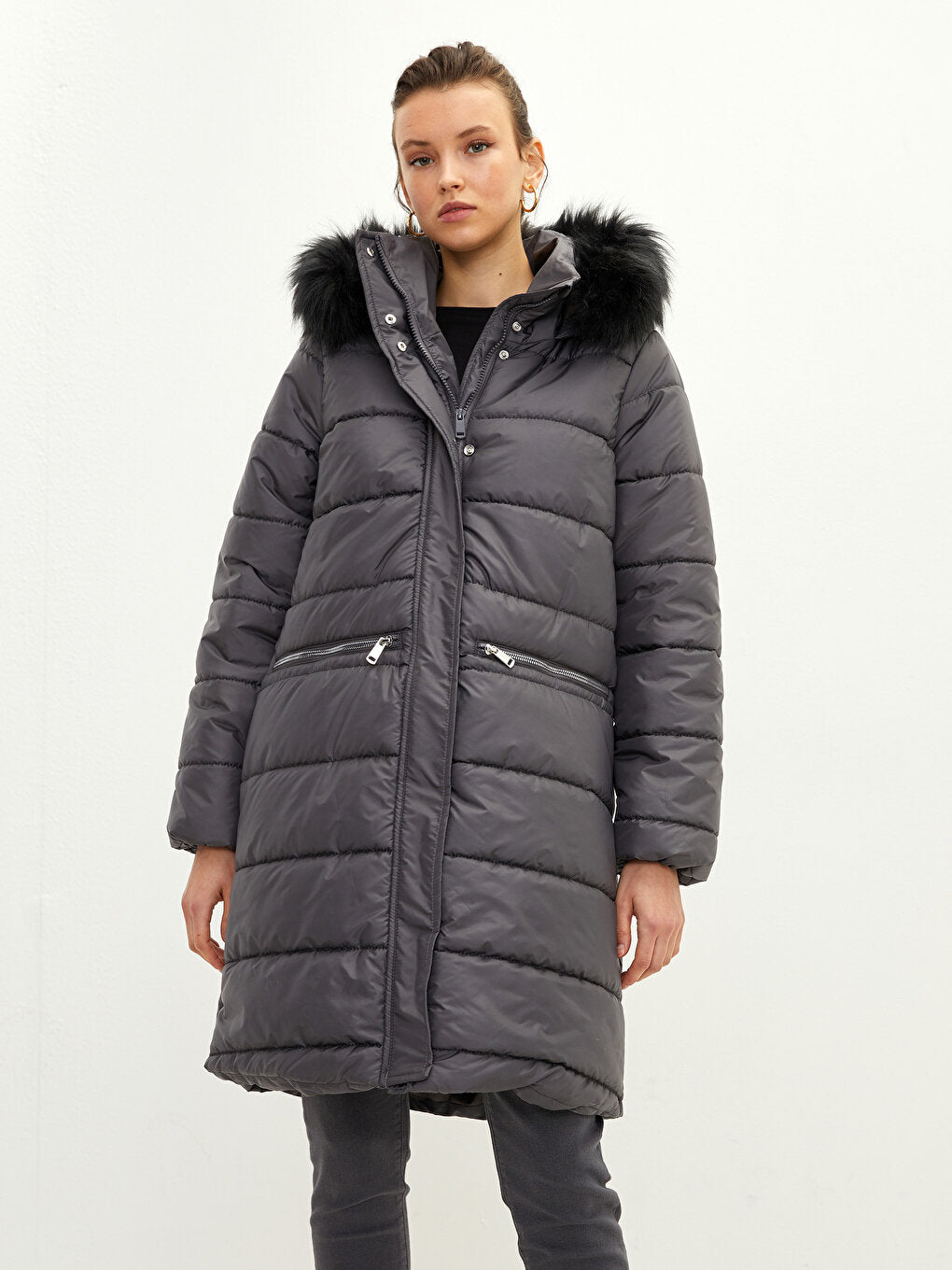 Women's Hooded Plain Puffer Coat