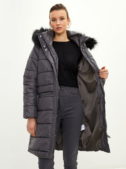 Women's Hooded Plain Puffer Coat