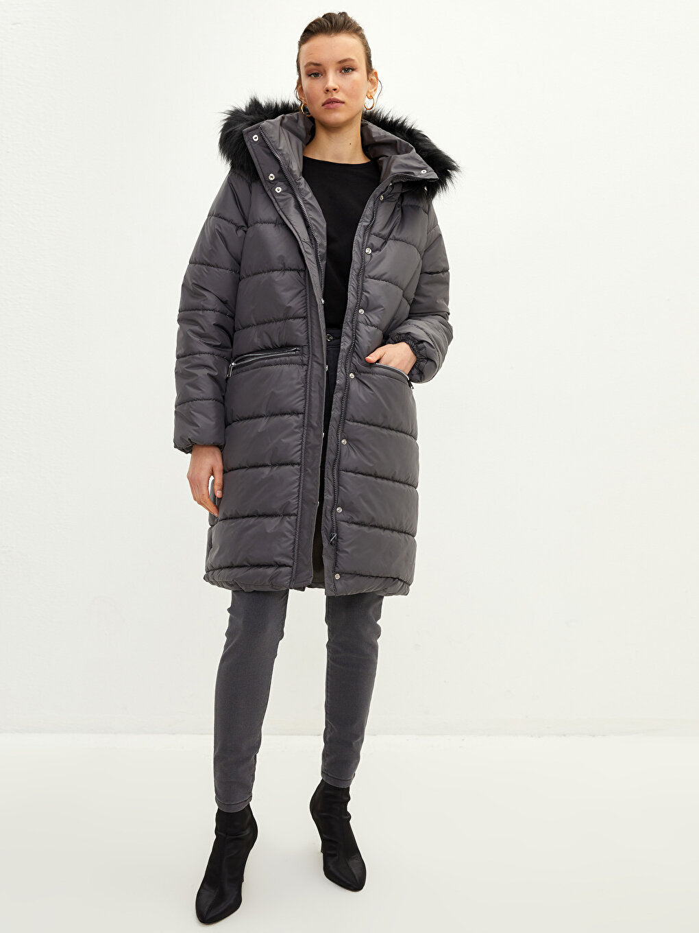 Women's Hooded Plain Puffer Coat