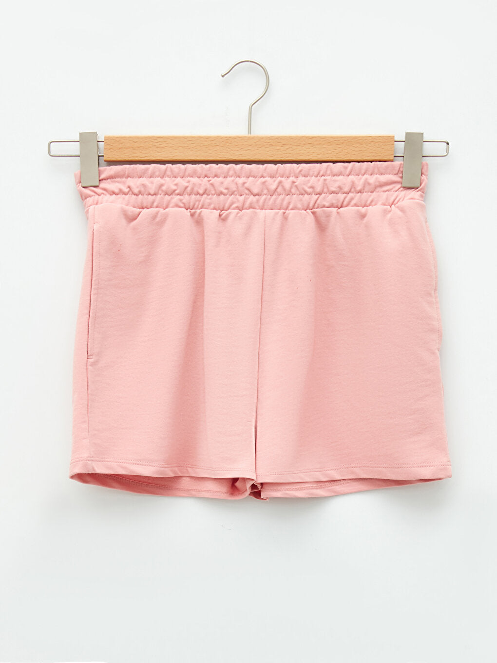 Women's Bermuda Shorts with Elastic Waist and Flat Pocket Detail