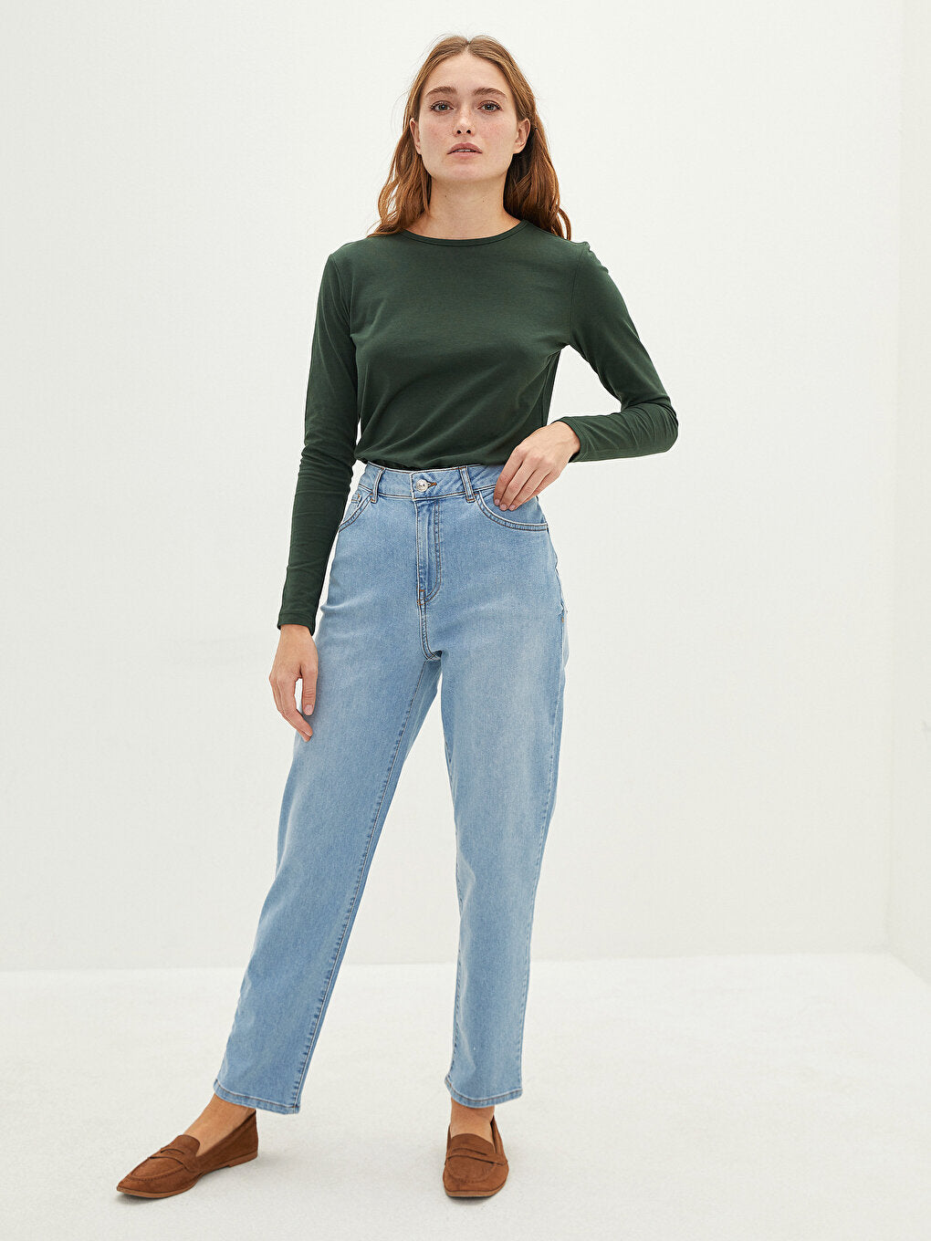 Slim Fit Women's Jean Trousers with Pocket Detail