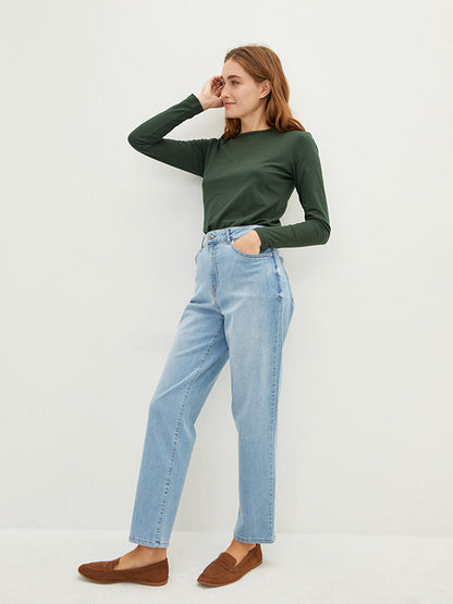 Slim Fit Women's Jean Trousers with Pocket Detail