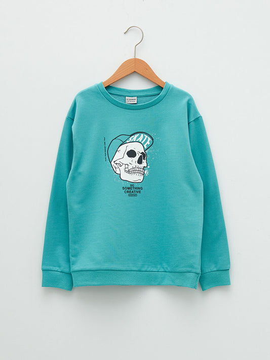 Crew Neck Printed Long Sleeve Boy's Sweatshirt