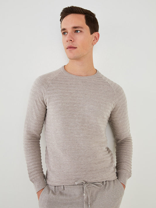 Crew Neck Long Sleeve Men's Knitwear Sweater