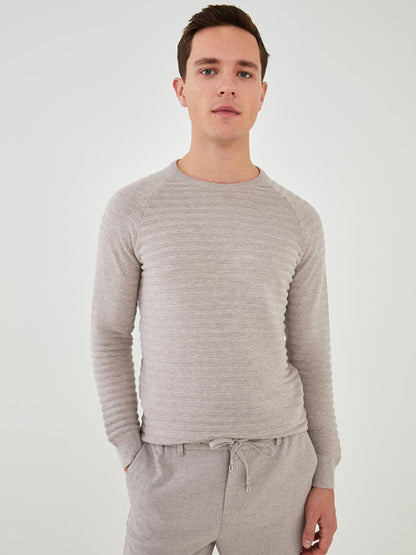 Crew Neck Long Sleeve Men's Knitwear Sweater